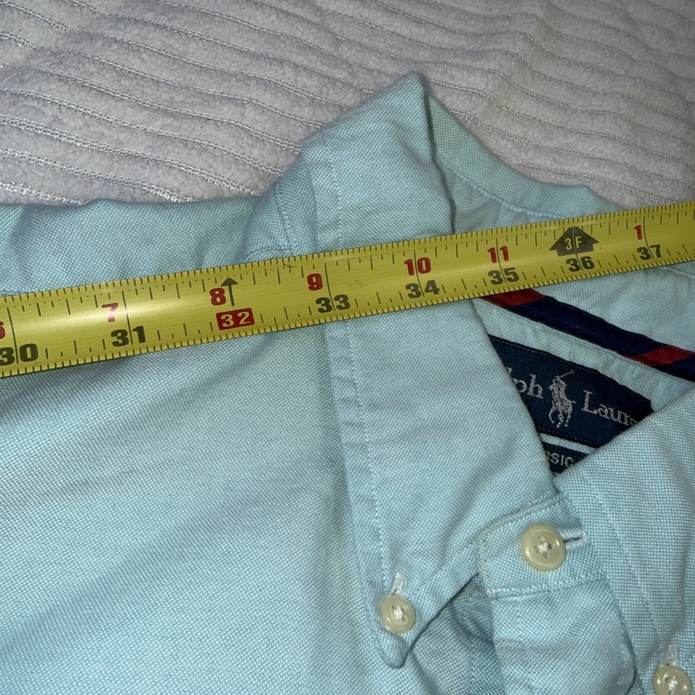 VTG Polo Ralph Lauren Custom Fit Shirt Mens Light Blue Cotton Button Down Preppy - Picture 10 of 15